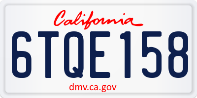 CA license plate 6TQE158