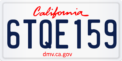 CA license plate 6TQE159