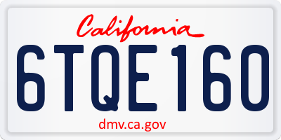 CA license plate 6TQE160