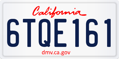 CA license plate 6TQE161