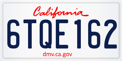 CA license plate 6TQE162