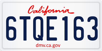 CA license plate 6TQE163