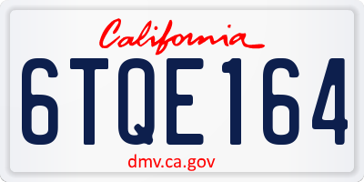 CA license plate 6TQE164