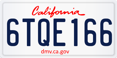 CA license plate 6TQE166