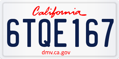 CA license plate 6TQE167