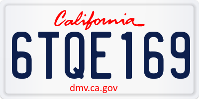 CA license plate 6TQE169