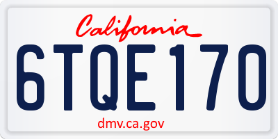 CA license plate 6TQE170