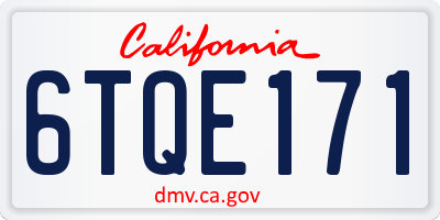 CA license plate 6TQE171