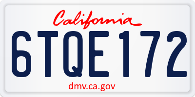 CA license plate 6TQE172