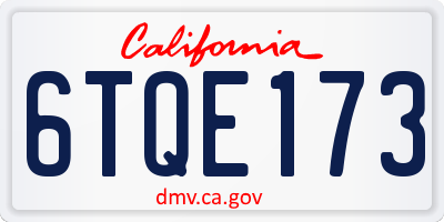 CA license plate 6TQE173