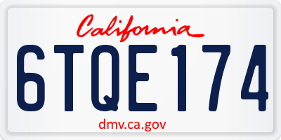 CA license plate 6TQE174