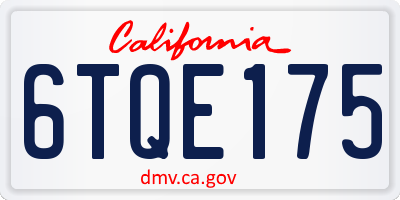 CA license plate 6TQE175