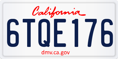 CA license plate 6TQE176