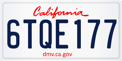 CA license plate 6TQE177