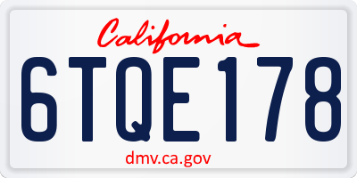 CA license plate 6TQE178