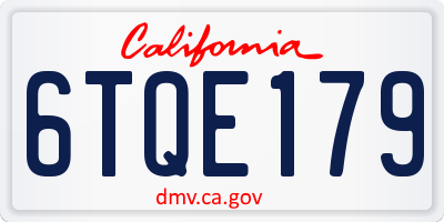 CA license plate 6TQE179