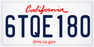 CA license plate 6TQE180