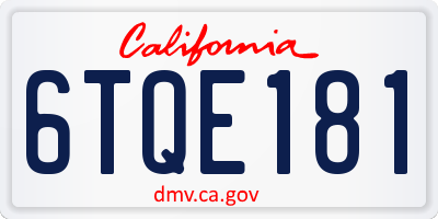 CA license plate 6TQE181