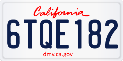 CA license plate 6TQE182