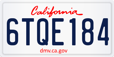 CA license plate 6TQE184