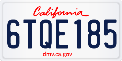 CA license plate 6TQE185