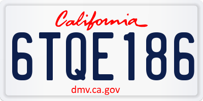 CA license plate 6TQE186