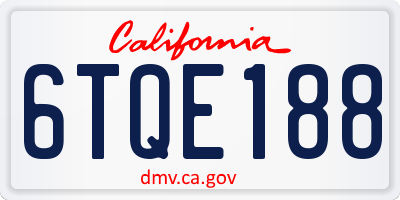 CA license plate 6TQE188