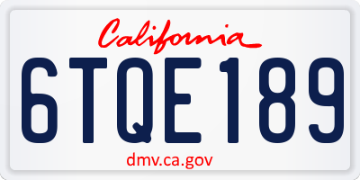 CA license plate 6TQE189
