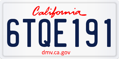 CA license plate 6TQE191