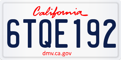 CA license plate 6TQE192
