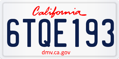 CA license plate 6TQE193