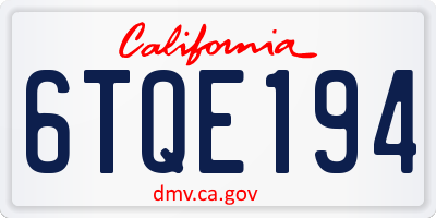 CA license plate 6TQE194