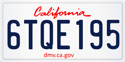 CA license plate 6TQE195