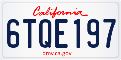 CA license plate 6TQE197