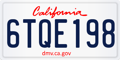 CA license plate 6TQE198