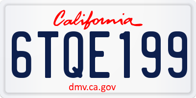 CA license plate 6TQE199