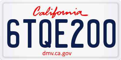 CA license plate 6TQE200