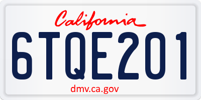 CA license plate 6TQE201