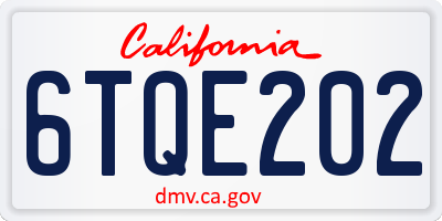 CA license plate 6TQE202