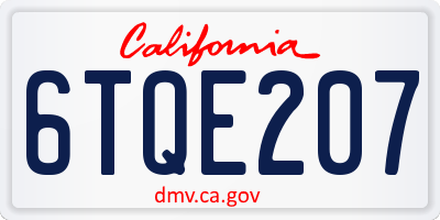 CA license plate 6TQE207