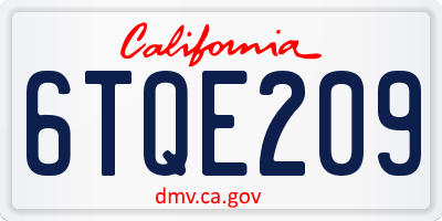 CA license plate 6TQE209