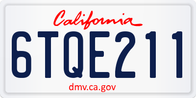 CA license plate 6TQE211