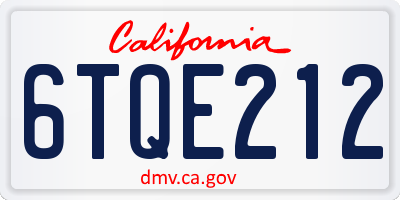 CA license plate 6TQE212