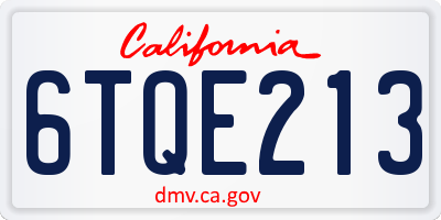 CA license plate 6TQE213