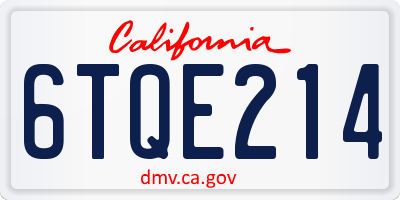 CA license plate 6TQE214