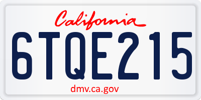 CA license plate 6TQE215