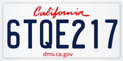 CA license plate 6TQE217