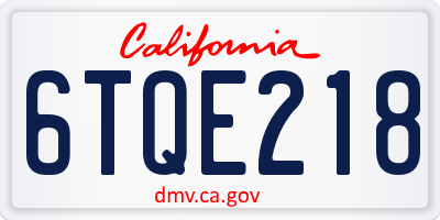 CA license plate 6TQE218