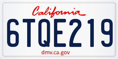 CA license plate 6TQE219