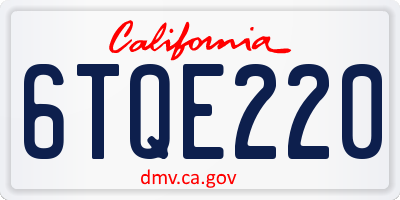 CA license plate 6TQE220